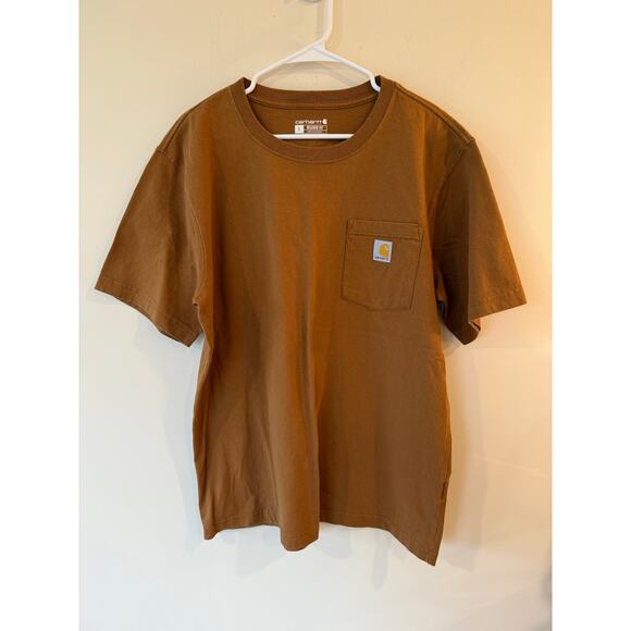 Carhartt T-Shirt Mens Large Brown Graphic Cotton Relaxed Fit Heavyweight Pocket - Picture 1 of 11